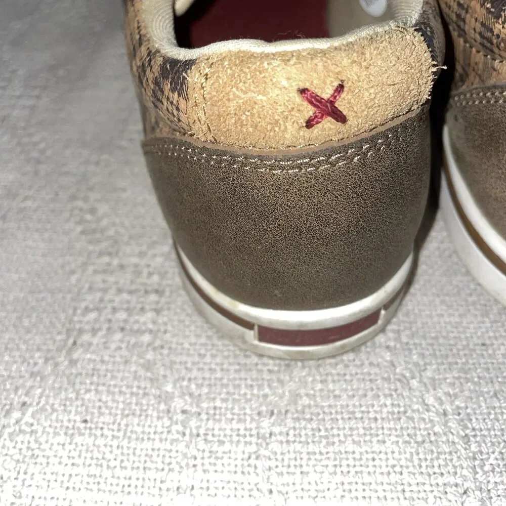 Twisted X Boots Men’s Casual Shoes Size 8.5 Tan Plaid Leather Going Out Comfort